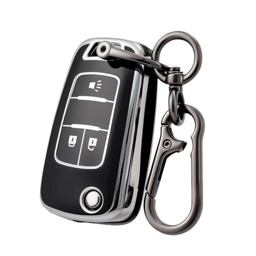 CHATYYD Key fob Cover for Chevy Sonic with KeychainSoft TPU Car Key Cover Case for Chevy Equinox Spark Trax Buick Encore GMC Terrain 20102020 3 Buttons Black - Image 1