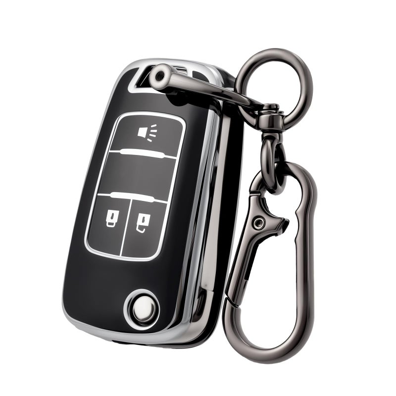 CHATYYD Key fob Cover for Chevy Sonic with KeychainSoft TPU Car Key Cover Case for Chevy Equinox Spark Trax Buick Encore GMC Terrain 20102020 3 Buttons Black - Image 3