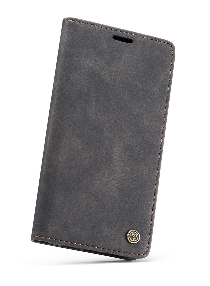 CaseMe Phone Case Luxury PU Leather Design 013 Flip Cover Card Slot Holder Cover For Realme 7 pro (Black ) - Image 2