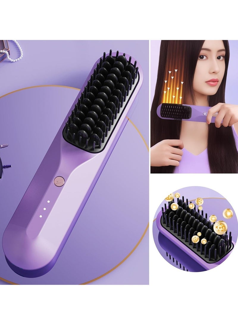 general Hair Straightener Brush,Portable Heated Hair Comb with 3 Temperature Adjustable Quick Heating Wireless Hair Care Brush Hairdressing Tool for Women - Image 3