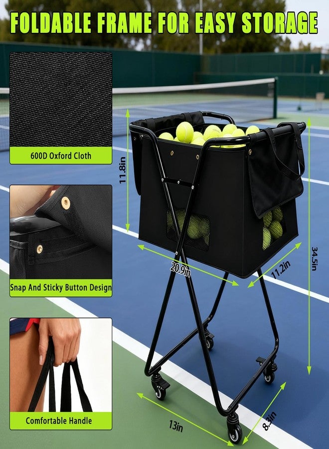 Jacgood Tennis Ball Hopper Cart with 4 Wheels，Foldable Large Capacity Pickleball & Tennis Ball Collector for Court Training, Coaching - Image 5