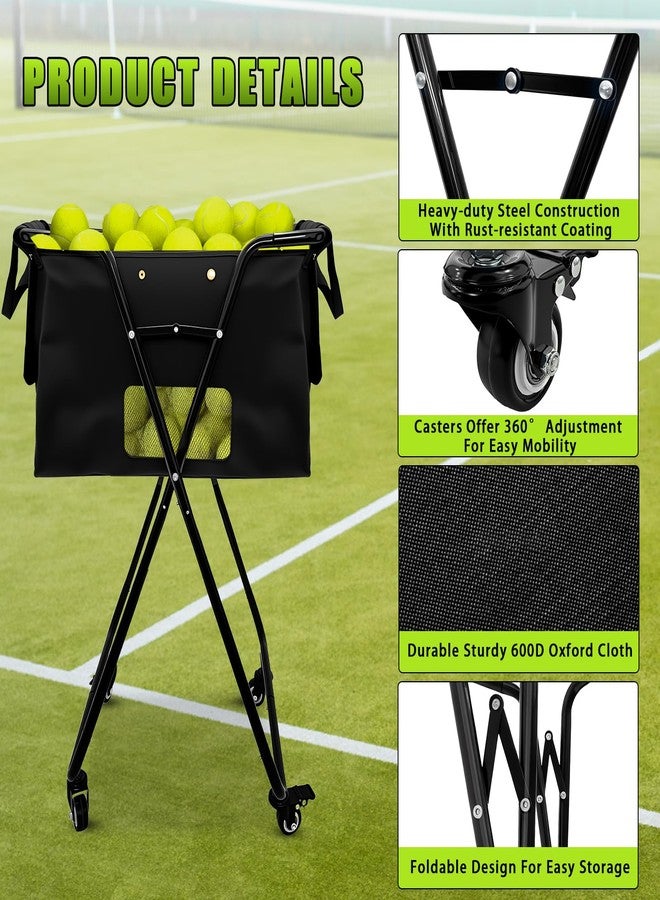 Jacgood Tennis Ball Hopper Cart with 4 Wheels，Foldable Large Capacity Pickleball & Tennis Ball Collector for Court Training, Coaching - Image 3