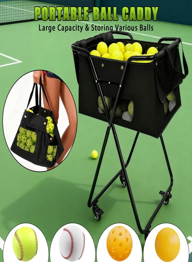 Jacgood Tennis Ball Hopper Cart with 4 Wheels，Foldable Large Capacity Pickleball & Tennis Ball Collector for Court Training, Coaching - Image 2