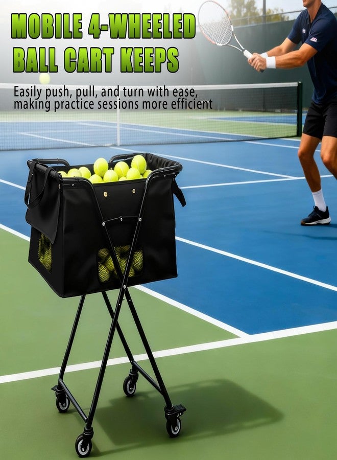 Jacgood Tennis Ball Hopper Cart with 4 Wheels，Foldable Large Capacity Pickleball & Tennis Ball Collector for Court Training, Coaching - Image 4