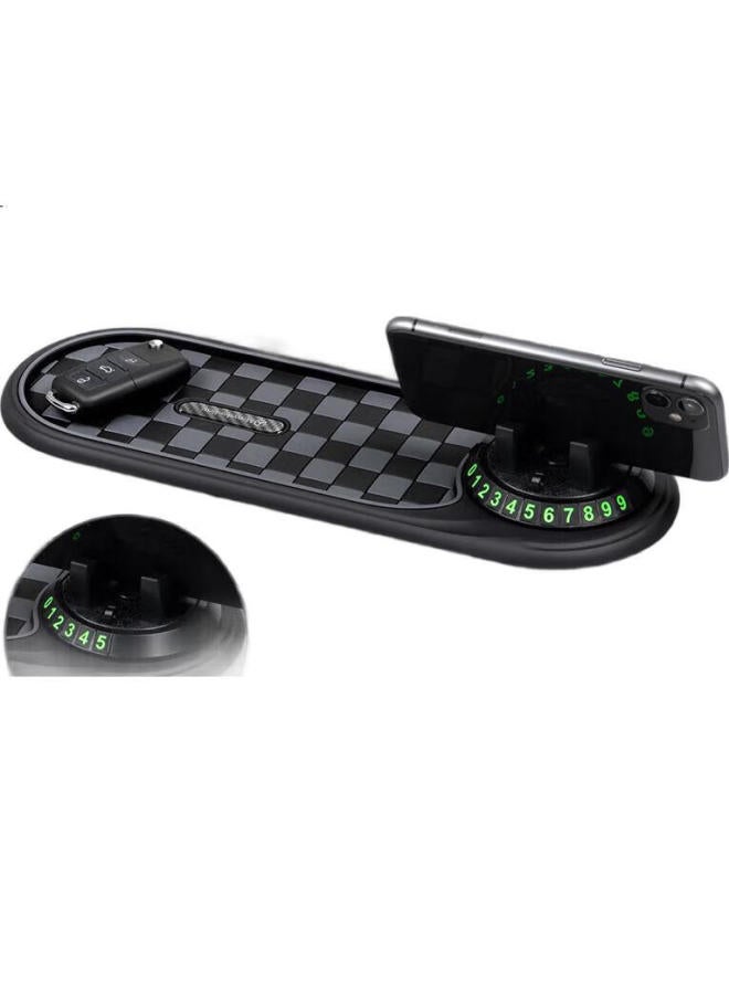 DiGallen Digalun Three-In Car Dashboard Non-Slip Mat, Center Console Phone Holder, Temporary Parking Number Plate, Storage Ornament - Image 1