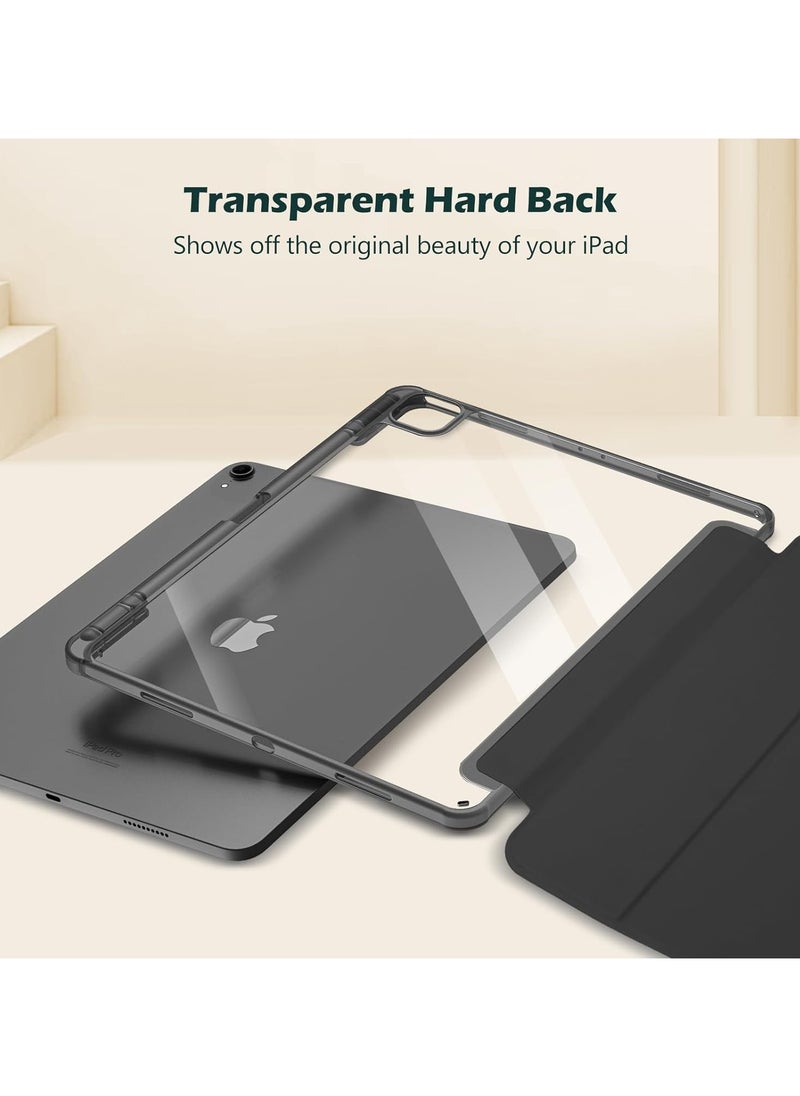 T I G O iPad Air 13 2024 M2 & iPad Pro 12.9 6th/5th/4th/3rd Case, 2024 iPad Air 13 Case, 13 iPad Air 2024 Case with Acrylic clear Transparent Back, Shockproof TPU Edge, Pencil Holder Cover Black  - Image 3