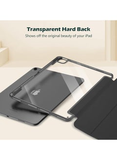 T I G O iPad Air 13 2024 M2 & iPad Pro 12.9 6th/5th/4th/3rd Case, 2024 iPad Air 13 Case, 13 iPad Air 2024 Case with Acrylic clear Transparent Back, Shockproof TPU Edge, Pencil Holder Cover Black  - Image 3