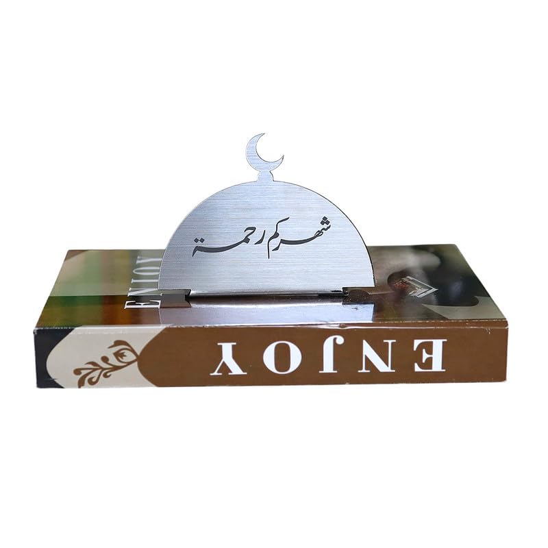 AL Hadaya Mall Acrylic Table Stand with Crescent Design - Silver - 6x12x9 cm - Image 2