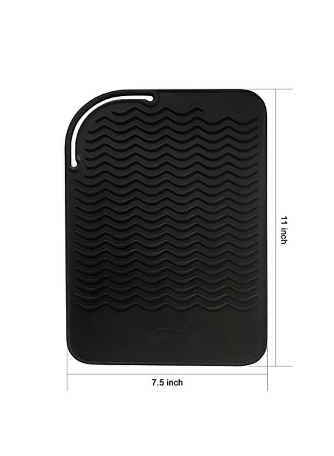 Sygile حصيرة سفر سيليكون مقاومة للحرارة بحجم أكبر 11" × 7.5" وسادة مضادة للحرارة لمكواة الشعر ومكواة التجعيد والمكواة المسطحة وأدوات تصفيف الشعر الساخنة الأخرى باللون الأسود - Image 5