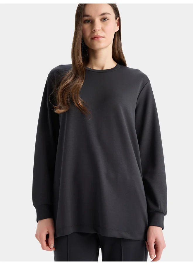 DeFacto DeFacto Women Black Solid Long Sleeve T-Shirt