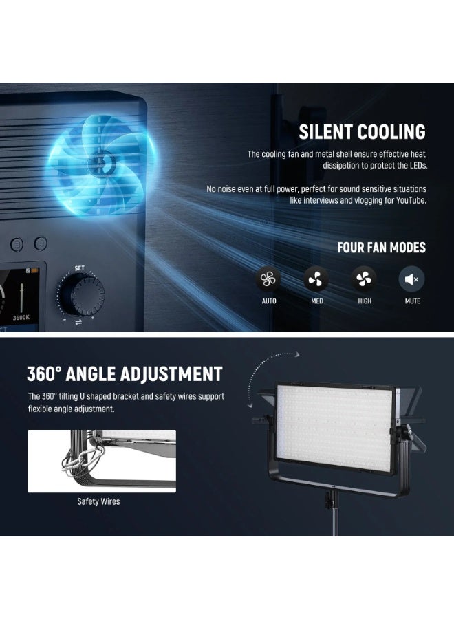 نيوير AP100B 100W Bi Color LED Panel Video Light Kit - Image 3