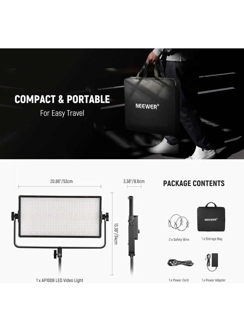 نيوير AP100B 100W Bi Color LED Panel Video Light Kit - Image 2