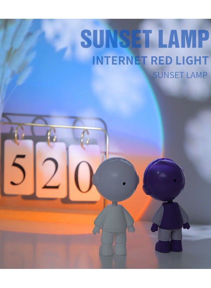 Astronaut Moon Lamp Spaceman Children Of The Light Sunset Projection Lamp, Romantic Visual HD Crystal Lens Sunset Night Light Projector for Party Bedroom Decor WITH BATTERY - Image 2