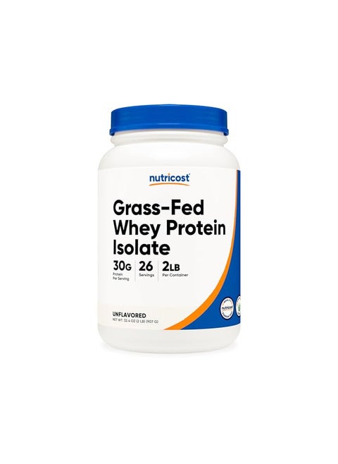 Nutricost Grass-Fed Whey Protein Isolate (Unflavored) 2LBS - Non-GMO, Gluten Free, Pure Protein