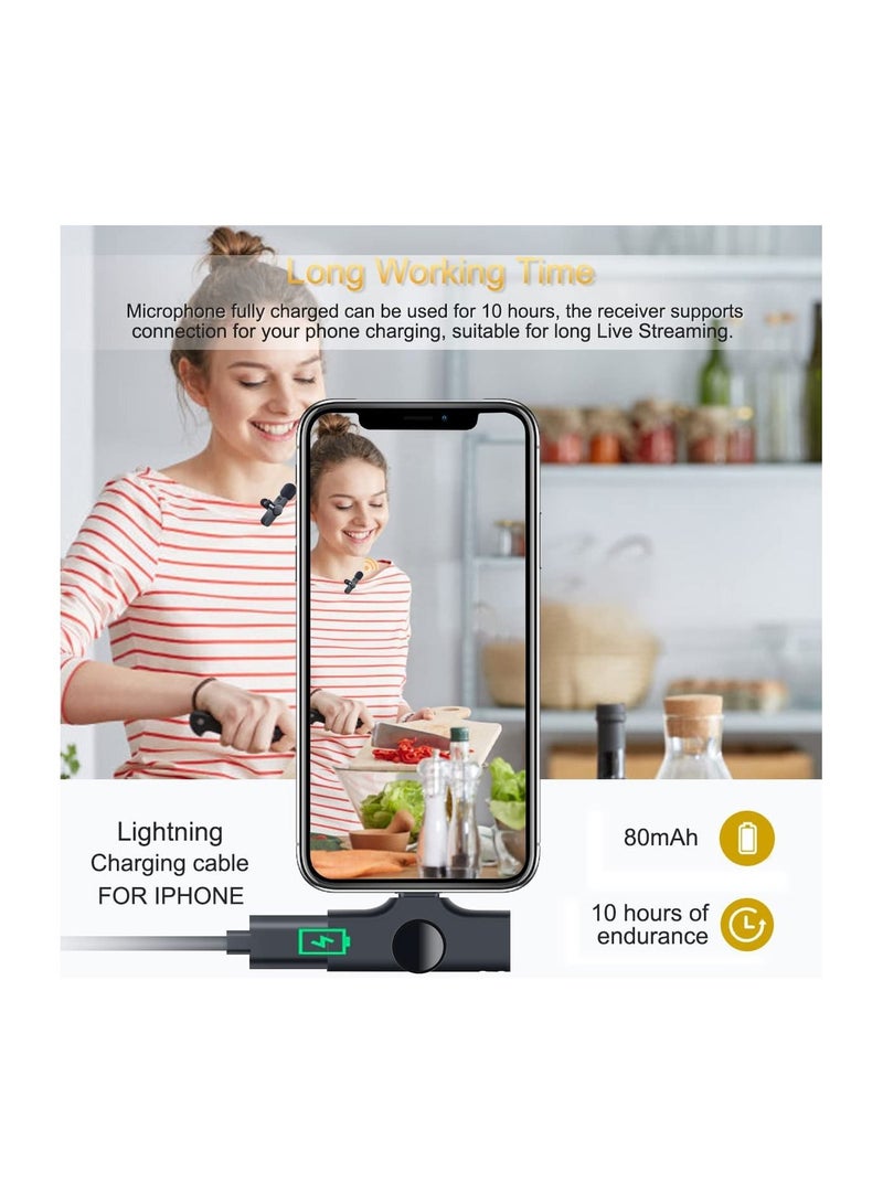 Wireless Lavalier Microphone for iPhone/iPad, Mini Plug-Play Wireless Lapel Mic for Recording TikTok YouTube Live, Noise Reduction/Monitor Sound - Image 5