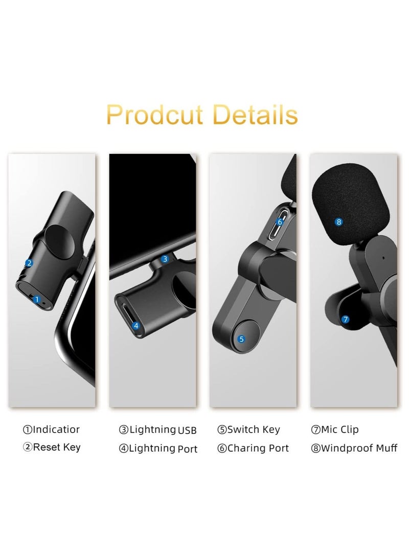 Wireless Lavalier Microphone for iPhone/iPad, Mini Plug-Play Wireless Lapel Mic for Recording TikTok YouTube Live, Noise Reduction/Monitor Sound - Image 4