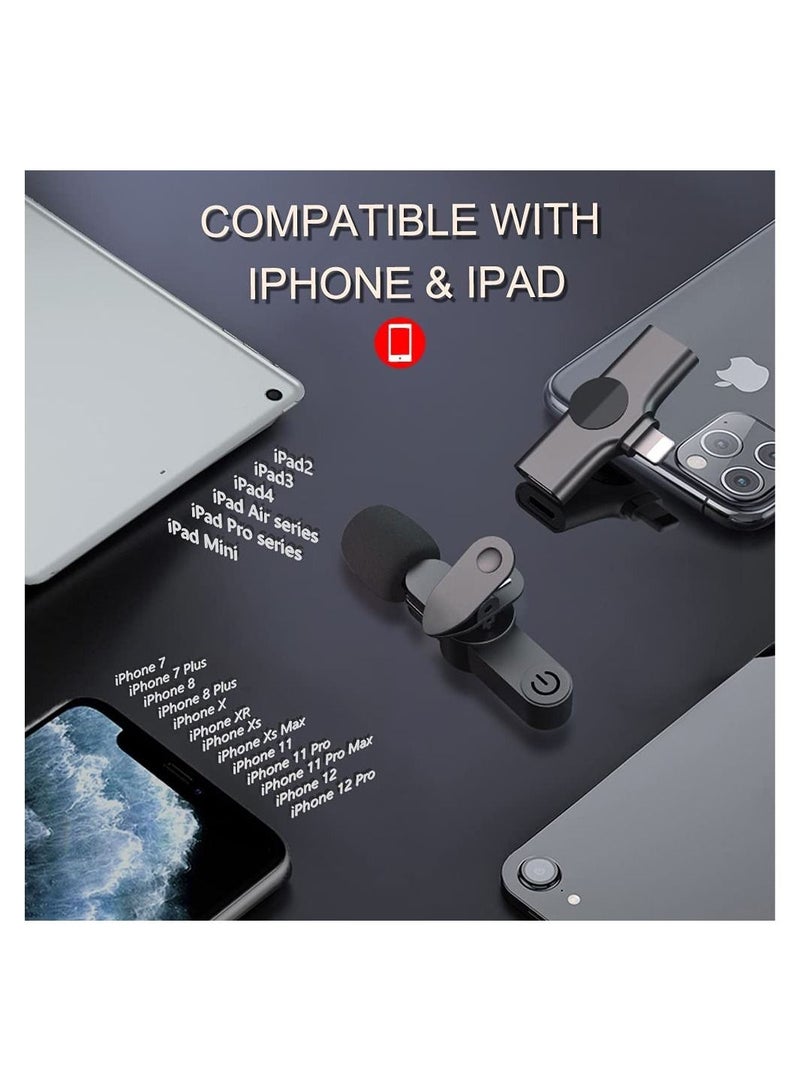Wireless Lavalier Microphone for iPhone/iPad, Mini Plug-Play Wireless Lapel Mic for Recording TikTok YouTube Live, Noise Reduction/Monitor Sound - Image 2