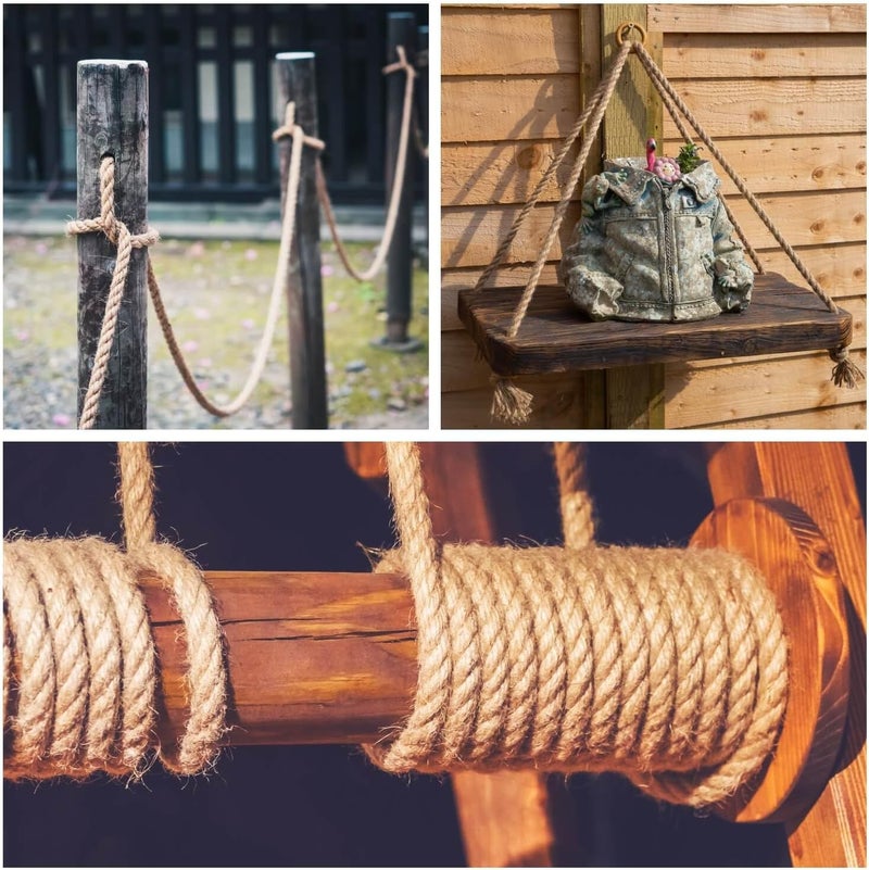 IlikeEC Jute Rope 12mm, 164 Feet 7lb Thick Garden Jute Twine String for DIY Cat Scratcher, Gardening, Bundling and Wall Hanging Craft Decorative (Brown) - Image 5