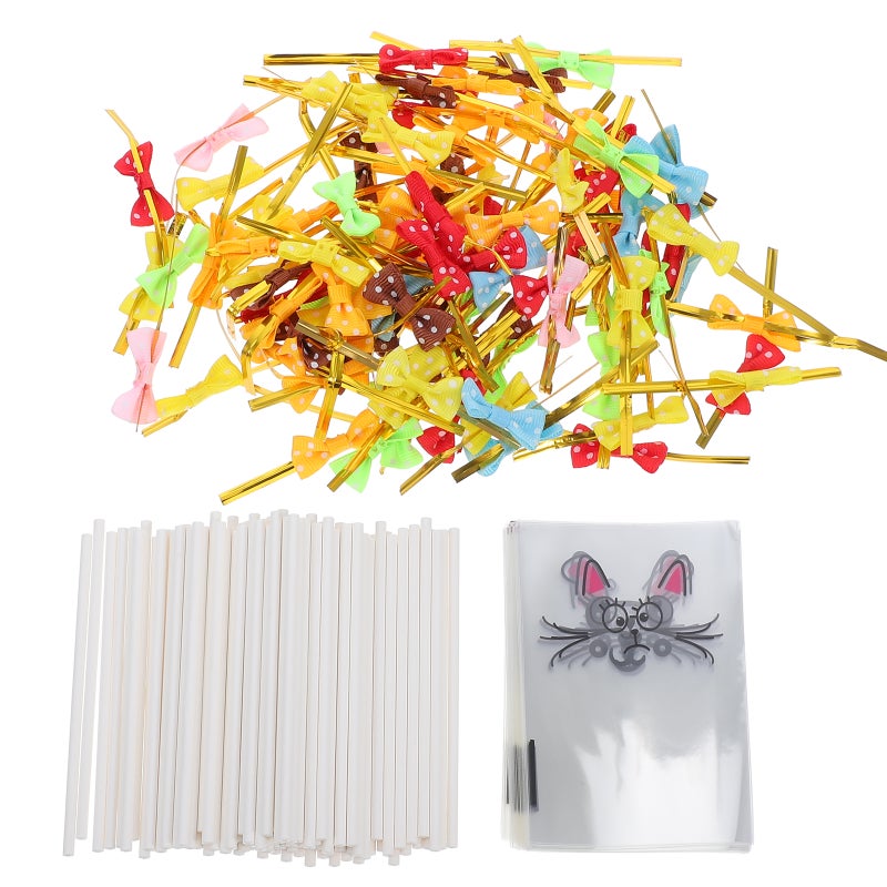 1 Set DIY Candy Sticks and Clear Lollipop Bags with Ties Cake Treat Bag Set Candy Making Supplies for Party Favor and Present Wrapping - Image 5