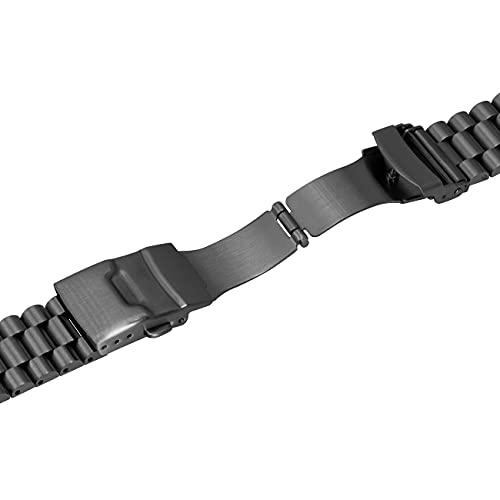 Kai Tian 20mm Stainless Steel Curved End Watch Band Metal Jubilee Watch Bravelet Replacement, Half-Moon 3 Beads Watch Bands Strap for Men Women Black - Image 5
