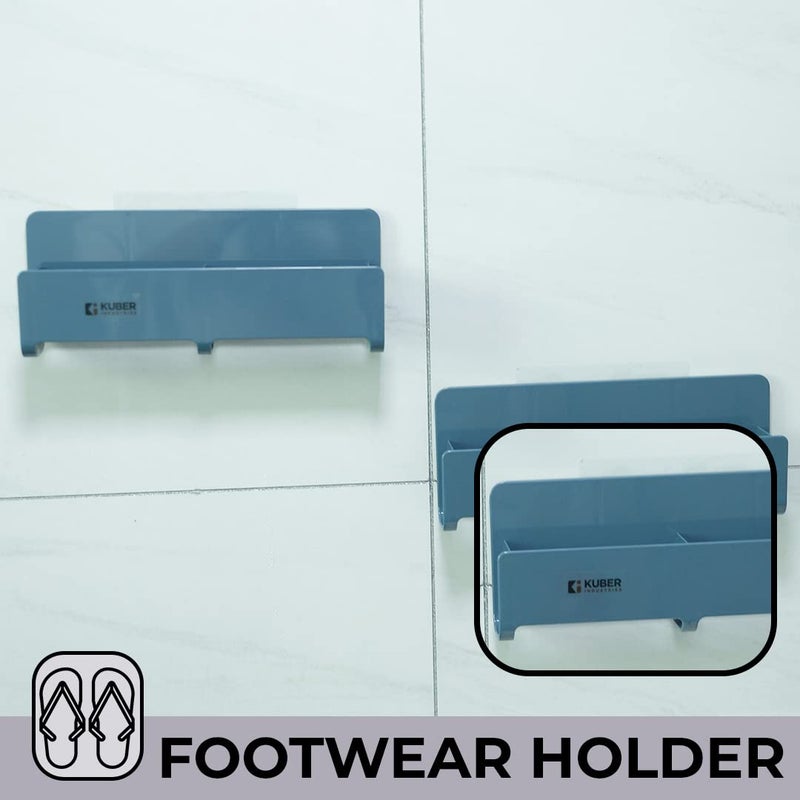Kuber Industries Kuber Industries Wall Mounted Shoe Rack for HomeQuality ABSPVCCompact DurableSelfAdhesiveUnique DesignShoe Stand For Bathroom BedroomPack of 21354ABlue  - Image 3