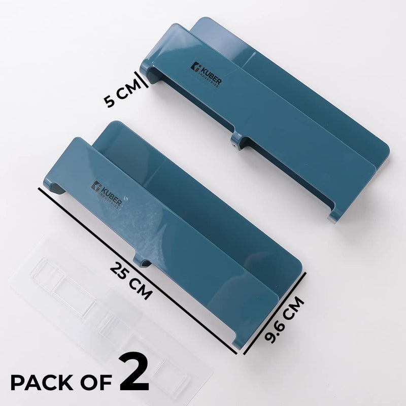 Kuber Industries Kuber Industries Wall Mounted Shoe Rack for HomeQuality ABSPVCCompact DurableSelfAdhesiveUnique DesignShoe Stand For Bathroom BedroomPack of 21354ABlue  - Image 2