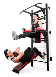 Max Strength Multifunctional Wall Bars with Pull-Up Bar, Dip Station & Bench - Home Gym Strength Training Station  - Image 3