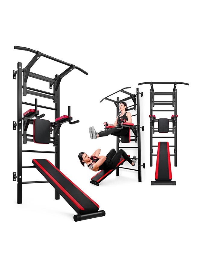 Max Strength Multifunctional Wall Bars with Pull-Up Bar, Dip Station & Bench - Home Gym Strength Training Station  - Image 1
