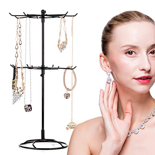 Eitonbu 2 Tier Jewelry Display Holder,Retail Spinner Display Stand,Rotating Bracelet Storage Rack,Dressing Table,Black - Image 3