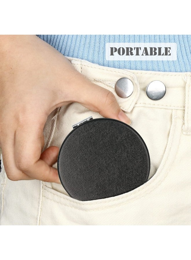 YTZJ Direct Compact Vanity Makeup Mirror For Men Women Girls Black Elegant Round Travel Cosmetic Mirrors For Pocket Purse Wallet Handbag Portable Small 1X2X Magnifying Handheld Beauty Mirror  - Image 5