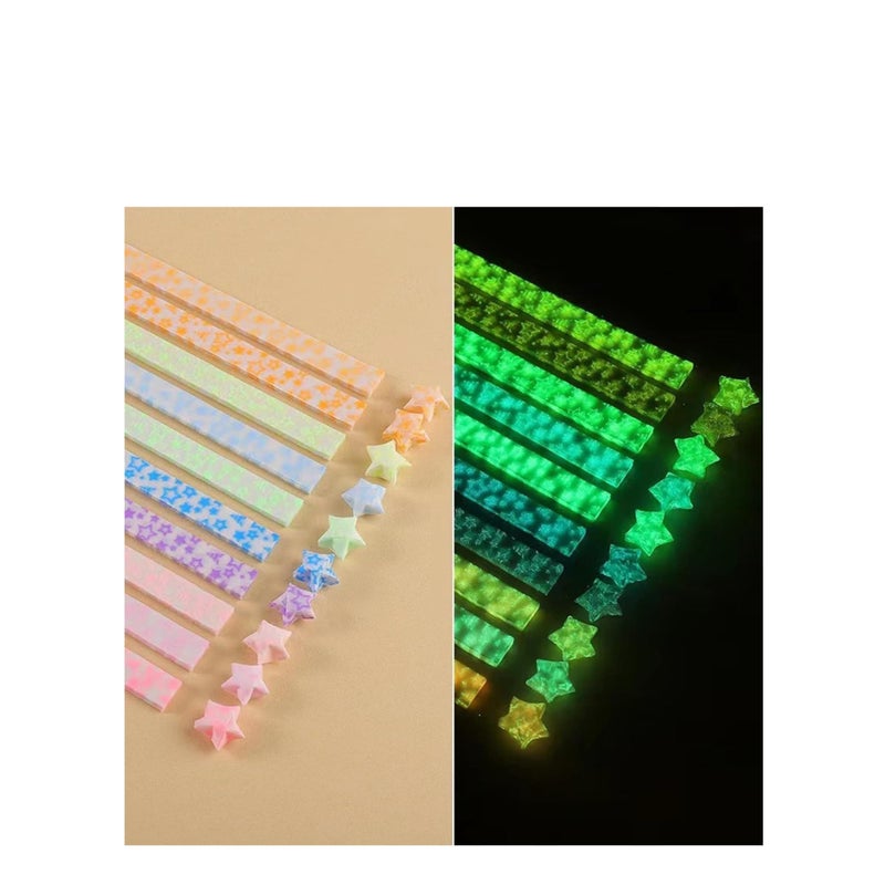SOLARAE 840 Sheets Star Paper Strip, Luminous Origami Star Paper Strips Glow in The Dark Folding Strips Star Origami Paper Strips Decoration - Image 1