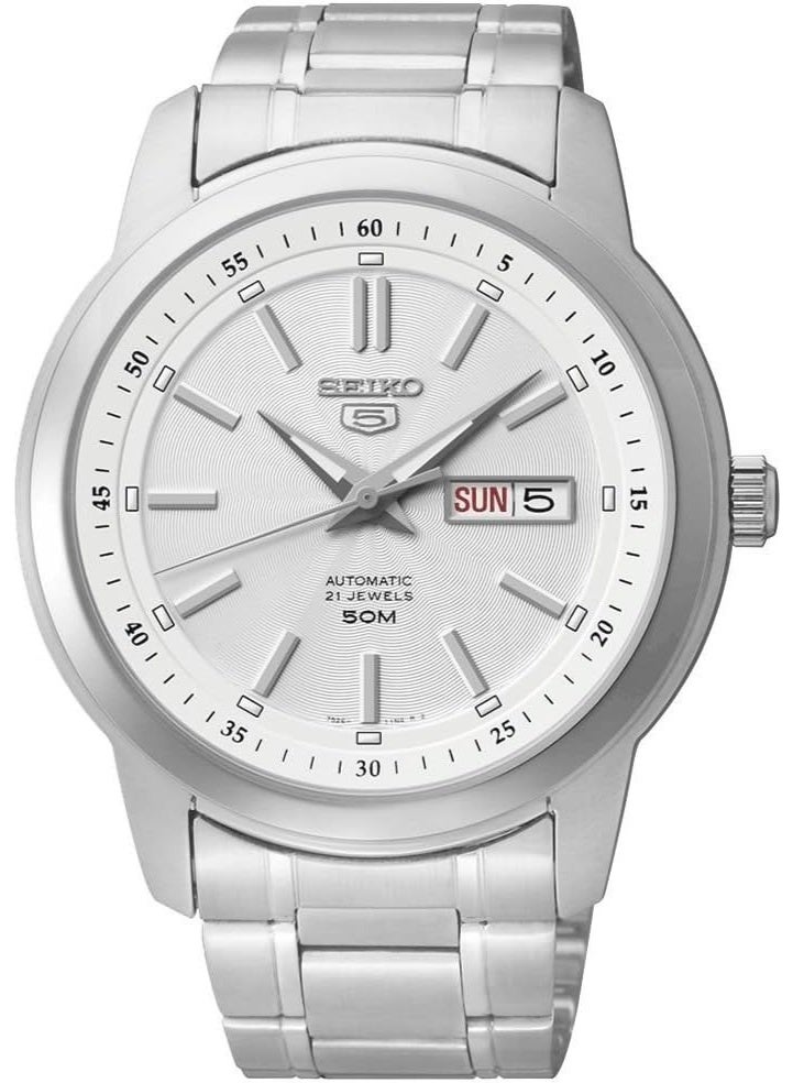 سيكو 5 Automatic Men’s Watch SNKM83K1, 43 mm Silver-White Dial, Stainless Steel Case & Bracelet, Day/Date Display, 50 m WR - Image 3