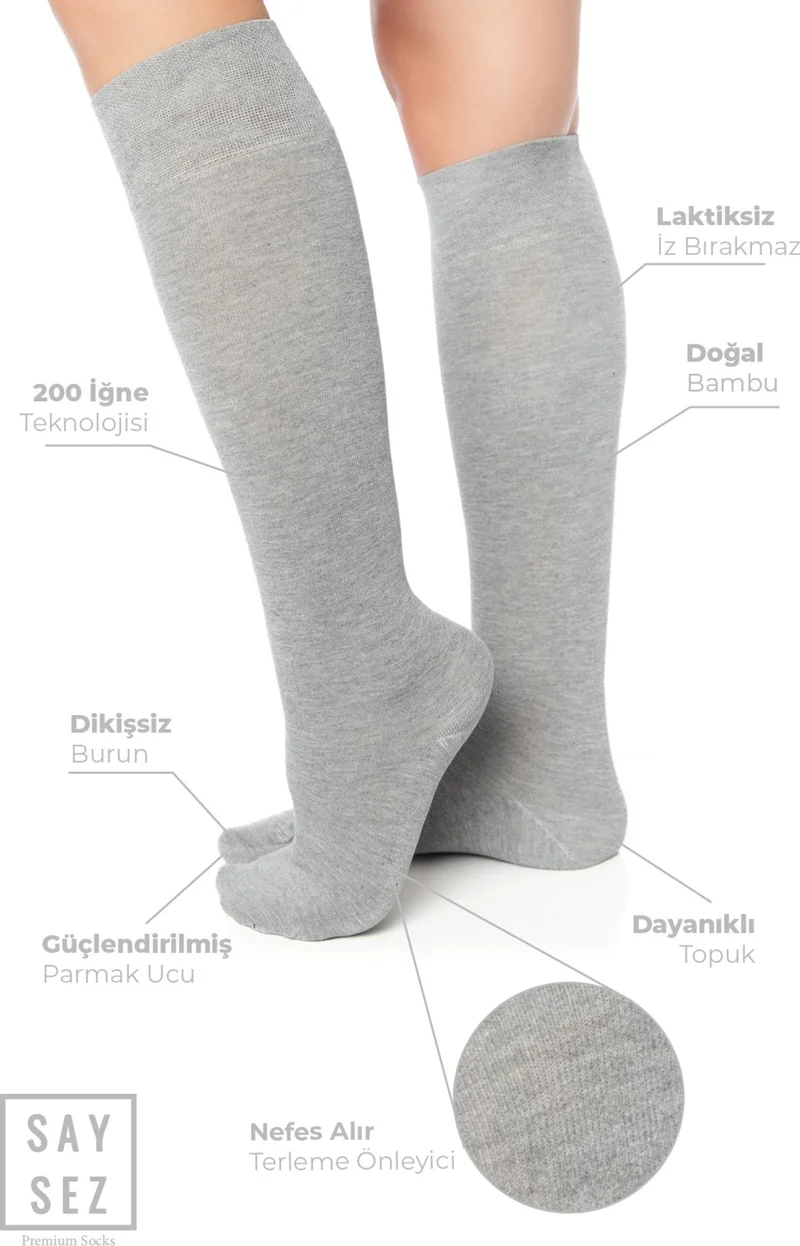 سايسيز Bamboo Women's Knee Length Premium Plain Black Color Soft Long Seamless Socks / Socks That Don't Show Skin