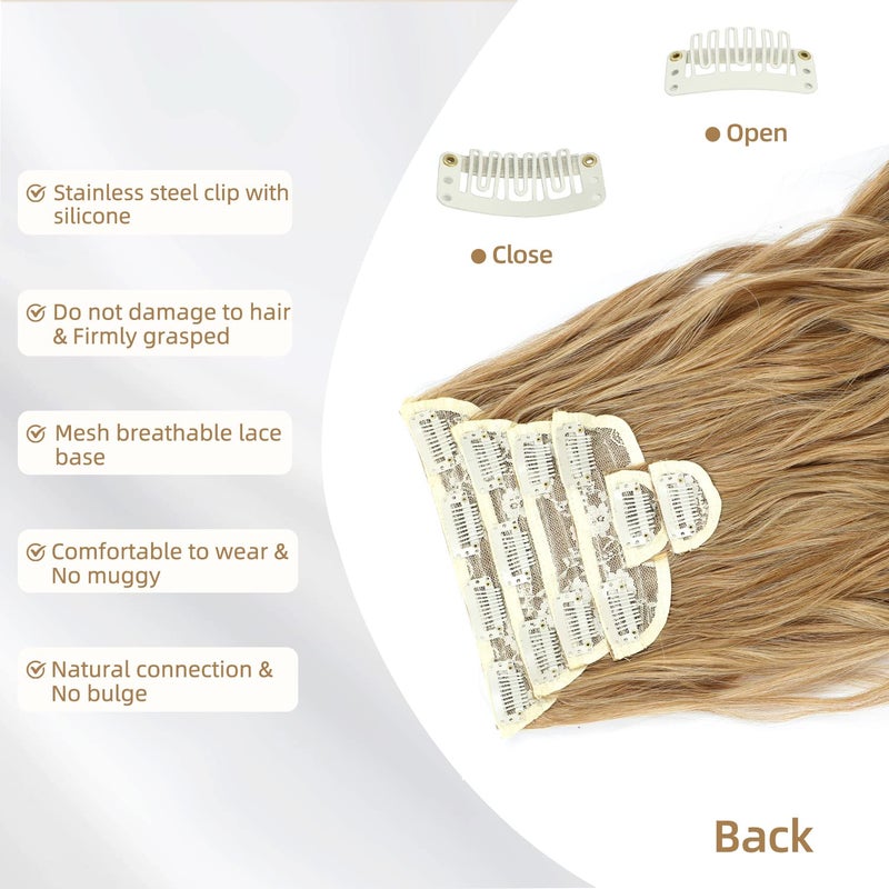Fliace Clip in Hair Extensions, 6 PCS Natural & Soft Hair & Blends Well Hair Extensions, Lonng Wavy Hairpieces(20inch, 6pcs,Biscuit Brown) - Image 3