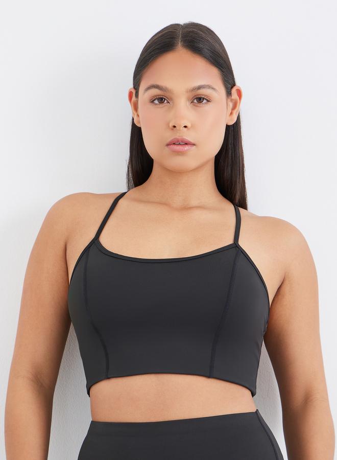 Styli Stitch Detail Racerback Effect Sports Bra and Leggings Set - Image 2