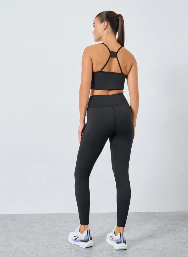 Styli Active Stitch Detail Racerback Effect Sports Bra and Leggings Set