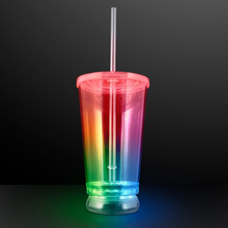 FlashingBlinkyLights FlashingBlinkyLights Light Up Multicolor LED ToGo Tumblers with Straw Set of 4 