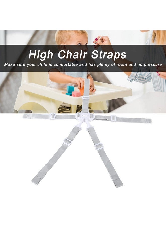 Jiawu 5 Point Baby Safety Strap Belt, Adjustable Universal Replacement High Chair Straps Harness Straps, Sturdy and Comfort Material for Pushchair, Stroller, Easy to Use(White Button 5-Point Strap) - Image 1