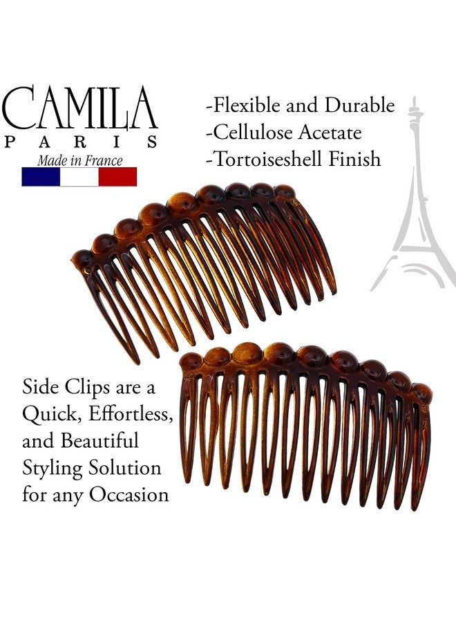 Camila Paris CP33/2 French Hair Side Comb Small Tortoise Shell French Twist Hair Combs Decorative, Strong Hold Hair Clips for Women Bun Chignon Up-Do Styling Girls Hair Accessories, Made in France - Image 4