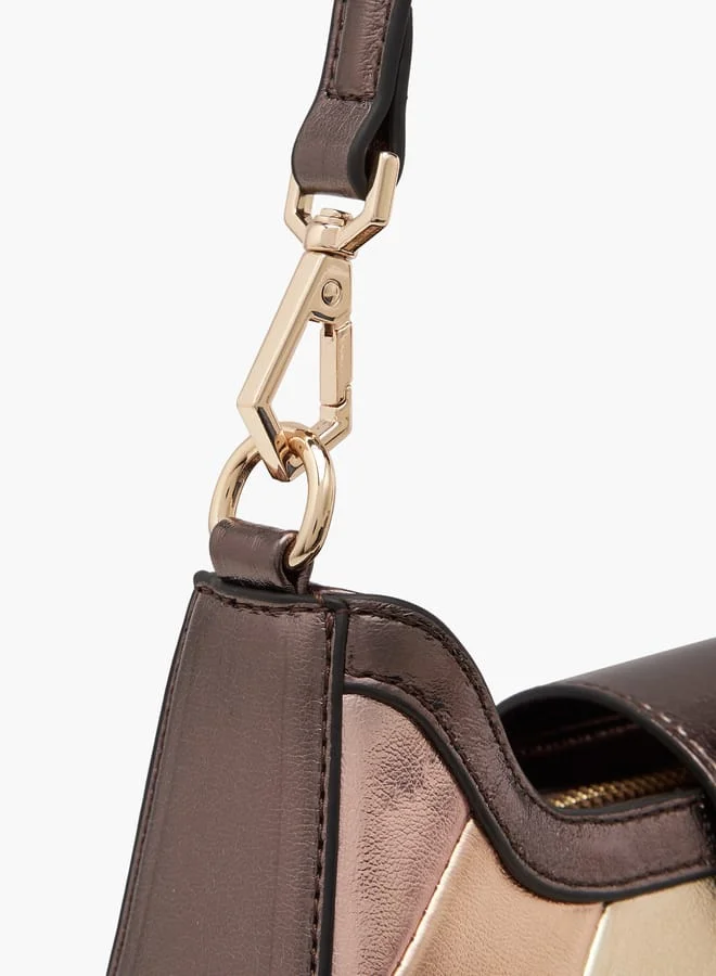 Paprika Women's Panelled Shoulder Bag with Detachable Straps and Zip Closure