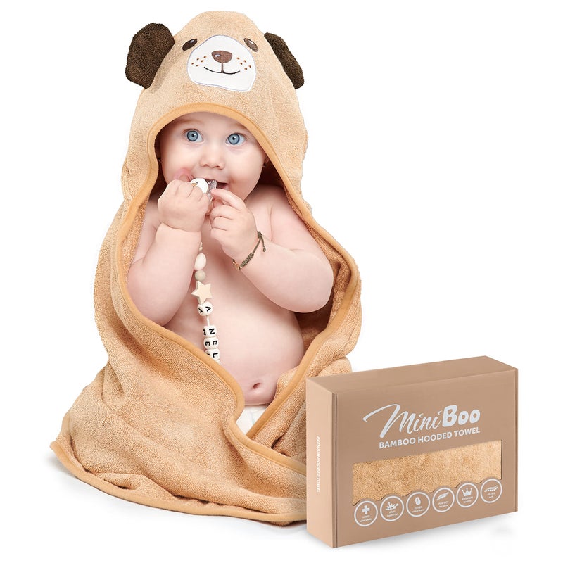 MINIBOO Hooded Baby Towels for Newborn Toddler Super Soft Baby Bath Towels with Hood Highly Absorbent Viscose Made from Bamboo Hooded Towel for Boys Girls Newborn Essentials