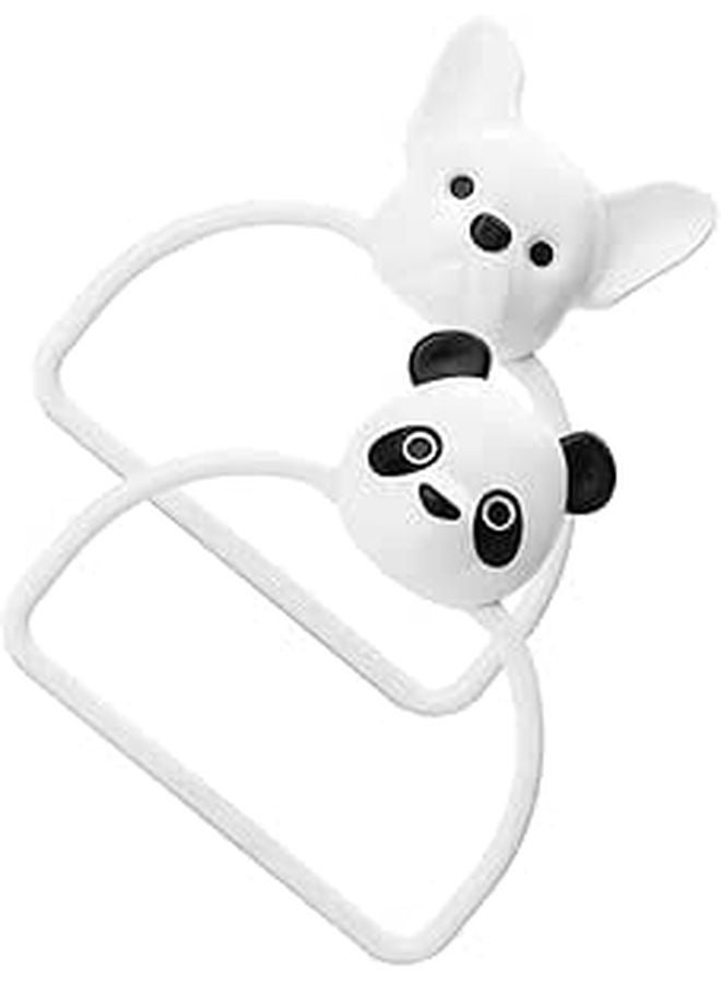 2Pcs No Drill Wall Mounted Panda Dog Towel Ring Holder For Bathroom Kitchen - Image 1