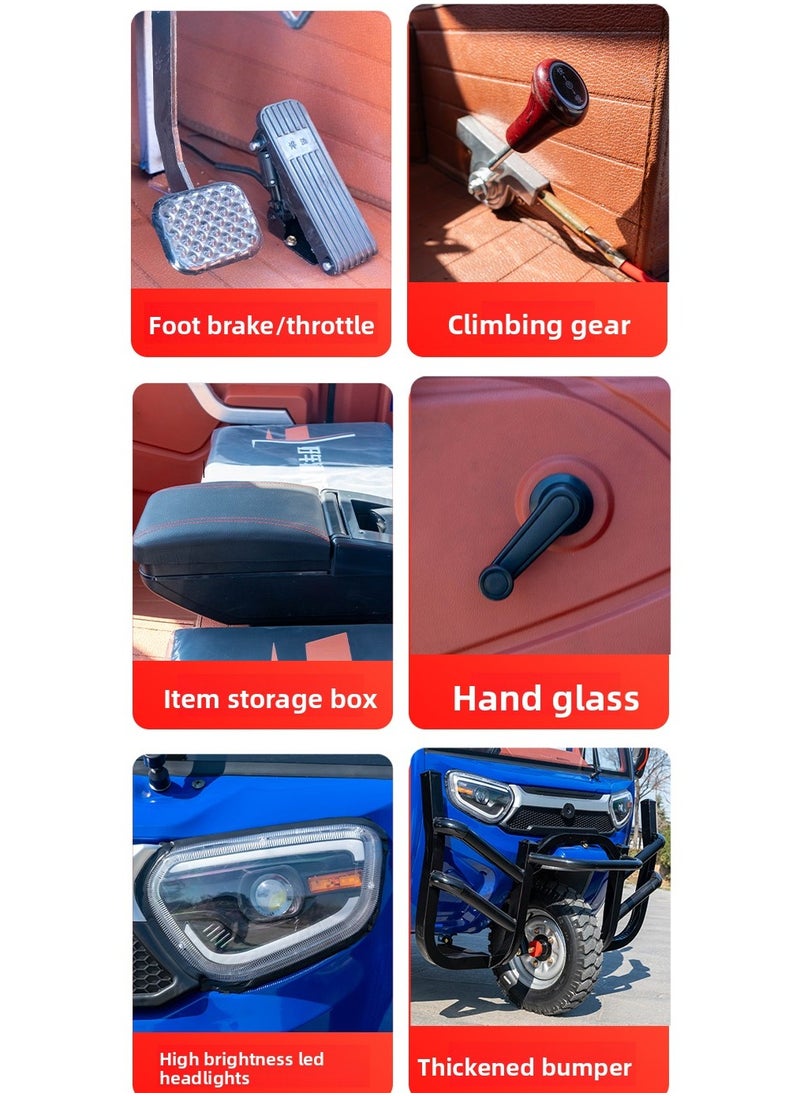 Generic - Cabin style super heavy load tricycle with new energy, energy-saving and environmental protection technology, 6 72V batteries, super strong power output, easy to pull heavy objects, 3 gears, long range, fast charging - Image 1