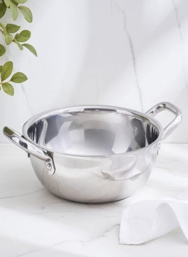 WEKTU Induction Bottom Kadhai, 8 Inch Deep Non-Stick Stainless Steel Without Lid, Perfect for Cooking and Baking - Image 1