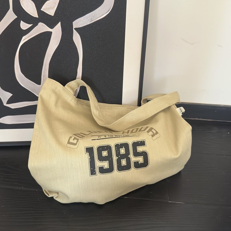 South Korea Ins Niche Design Large Capacity Digital Canvas Bag Fashionable All-Match Student Class Shoulder Bag Shopping Bag - Image 1