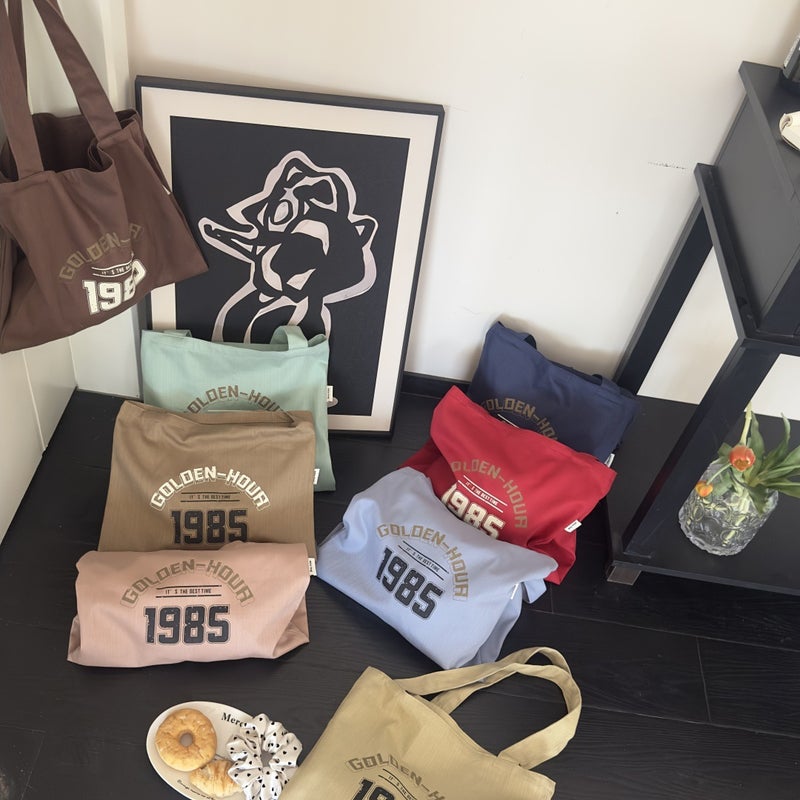 South Korea Ins Niche Design Large Capacity Digital Canvas Bag Fashionable All-Match Student Class Shoulder Bag Shopping Bag - Image 4