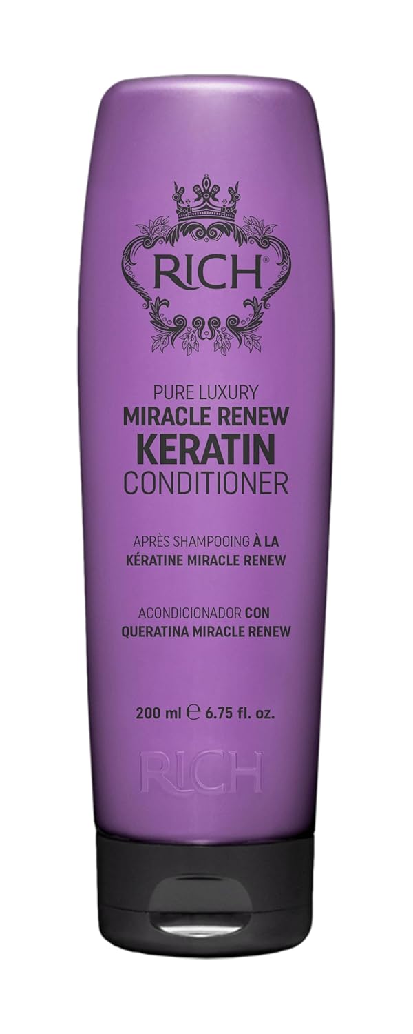 RICH RICH Pure Luxury Miracle Renew Keratin Conditioner  Conditioner for Damaged Hair  Split Ends  Argan Oil Algae  Red Grape Extract  675 Oz
