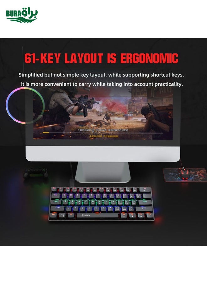 HXSJ V900 61 Keys Cool Lighting Effect Mechanical Wired Keyboard(Black)