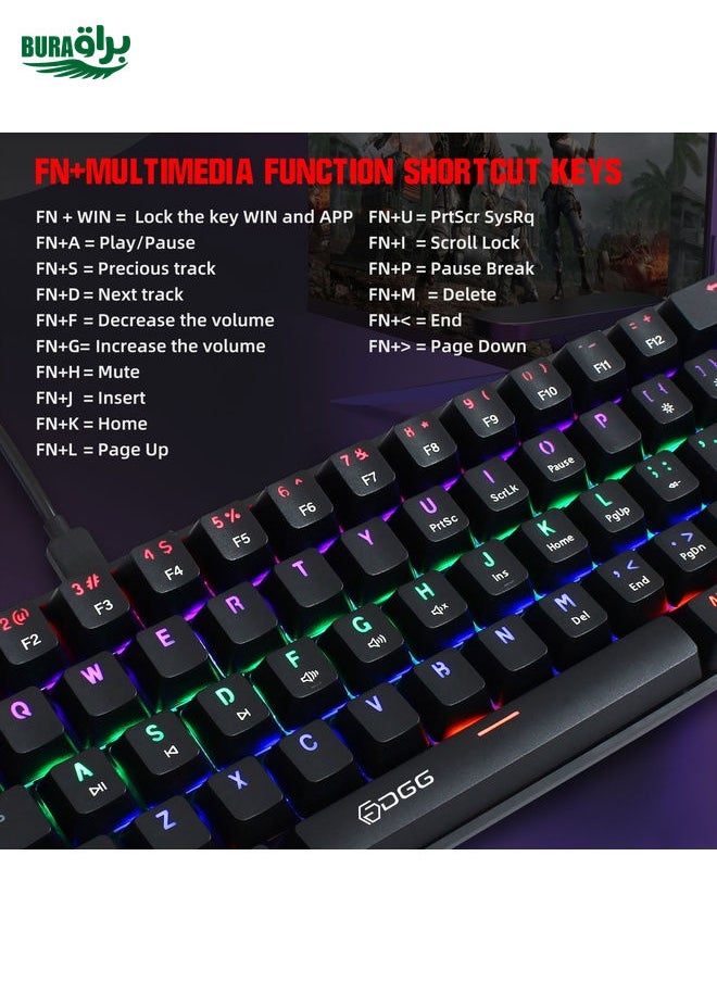 HXSJ V900 61 Keys Cool Lighting Effect Mechanical Wired Keyboard(Black)