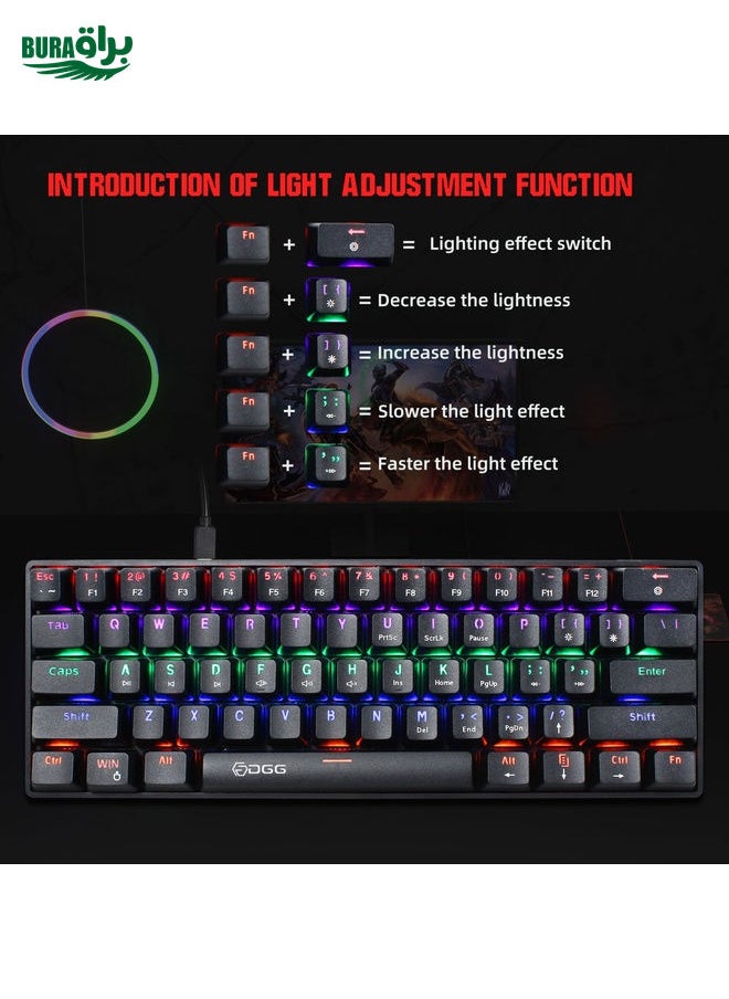 HXSJ V900 61 Keys Cool Lighting Effect Mechanical Wired Keyboard(Black)